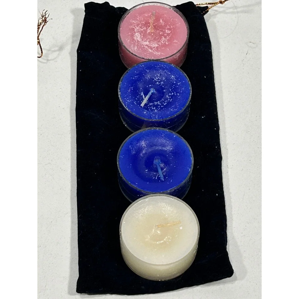 PartyLite Gold Seashell Tealight Candle Holder Set with 5 Candles and Pouches